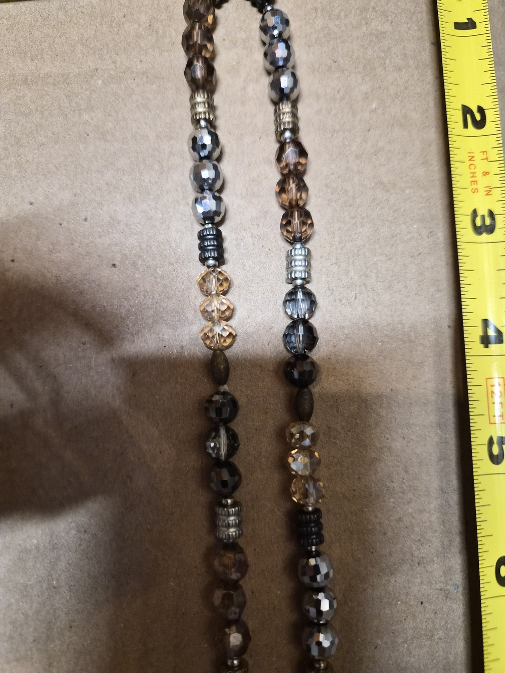 Faceted Brown and Gold Glass Bead Necklace - Women Jewelry